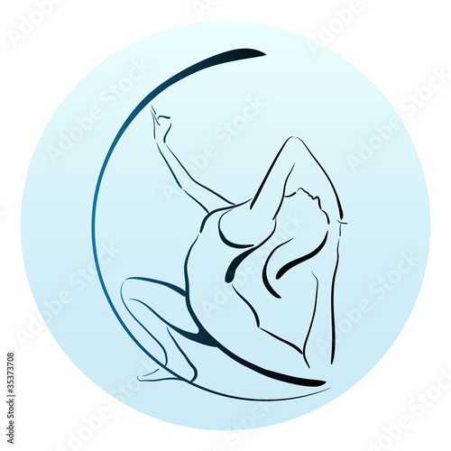 Naklejka na kafelki outline illustration of girl doing yoga exercise