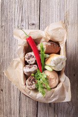 Canvas Print - Pork tenderloin with bread roll