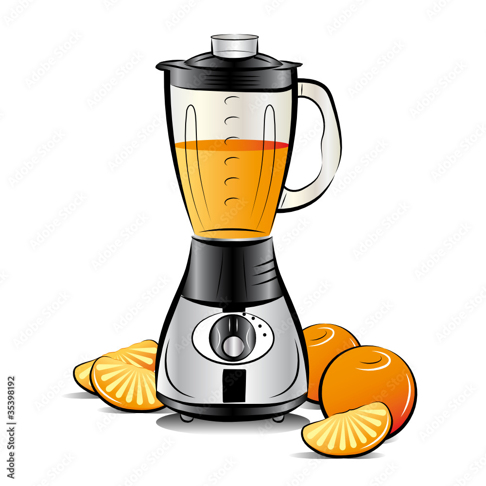 Drawing color kitchen blender with Orange juice Stock Vector | Adobe Stock, image size:1000x1000