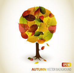 Abstract Vector autumn tree illustration