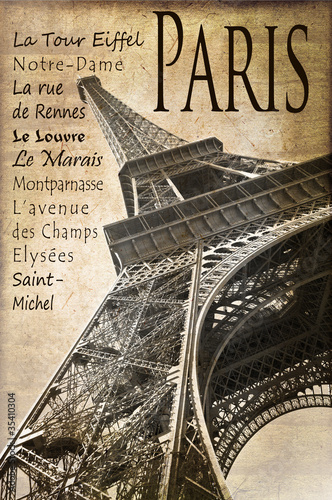 Plakat na zamówienie Paris, la Tour Eiffel, vintage sépia