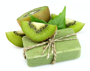 Soap with fresh kiwi