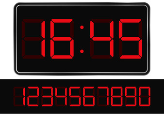 Vector red digital clock