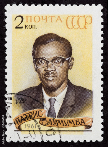 Poster Postal stamp. Patrice Emery Lumumba, 1961