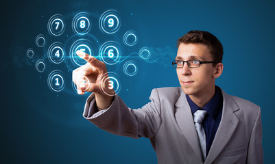 Poster - Businessman pressing high tech type of modern buttons
