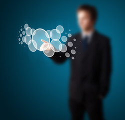 Poster - Businessman pressing high tech type of modern buttons