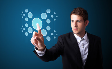 Aufkleber - Businessman pressing high tech type of modern buttons