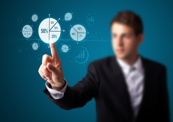 Poster - Businessman pressing modern business type of buttons