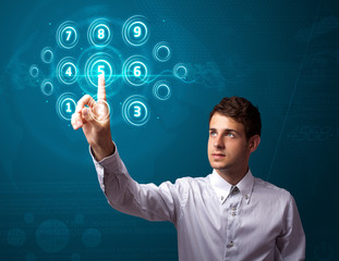 Aufkleber - Businessman pressing high tech type of modern buttons