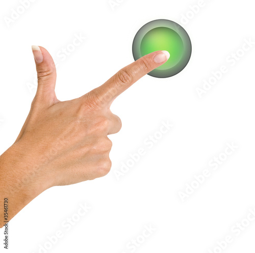 Pressing on green button Stock Photo | Adobe Stock