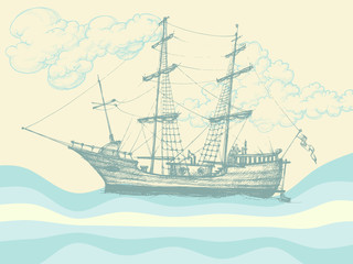 Plakat morze transport statek perspektywa