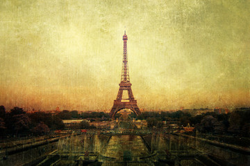 Fototapete - Pariser Ansicht im vintage-Look