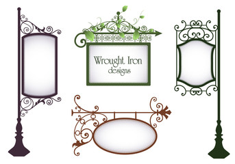 Wrought iron vintage signs