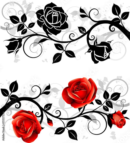 Naklejka - mata magnetyczna na lodówkę Ornament with roses