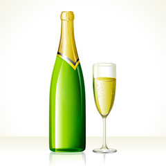 Poster - Champagne Glass and Bottle