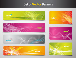 Set of abstract colorful web headers and gift cards.