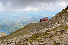 Steam Train Heading To The Snowdon Summit, Snowdonia, Wales
