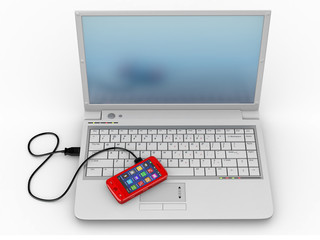 Poster - Connect. Laptop and cell phone concept.