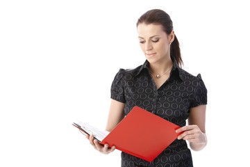 Canvas Print - Businesswoman with red folder