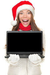 Wall Mural - Christmas computer woman holding notebook