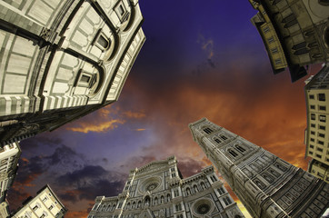 Sticker - Fisheye view of Piazza del Duomo in Florence