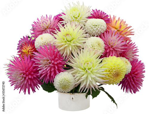 Cuadros en Lienzo Flower arrangement of chrysanthemums and dahlias
