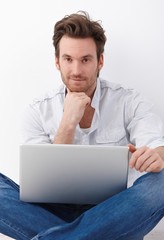 Poster - Handsome man with laptop smiling