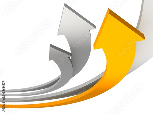 orange and gray arrows up teamwork success concept
