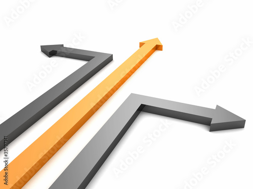 orange and gray arrows to different directions