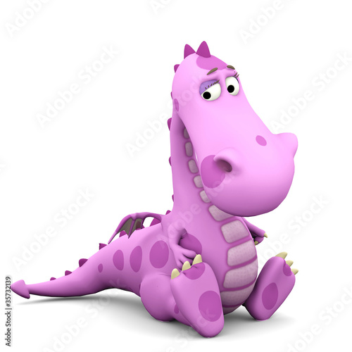 Fototapeta dla dzieci baby dragon pink is so sad