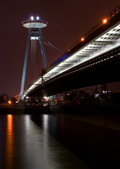 Canvas Print - Bratislava New bridge during night.