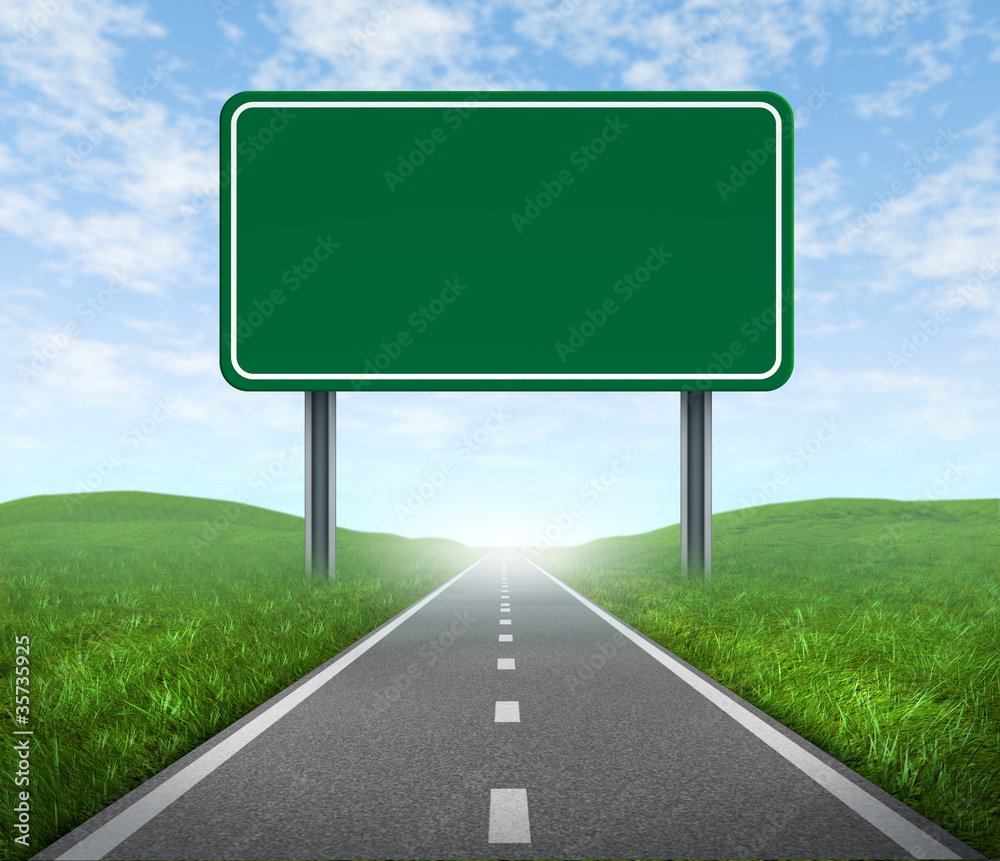 Road with highway sign