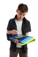 Student with books and equipment