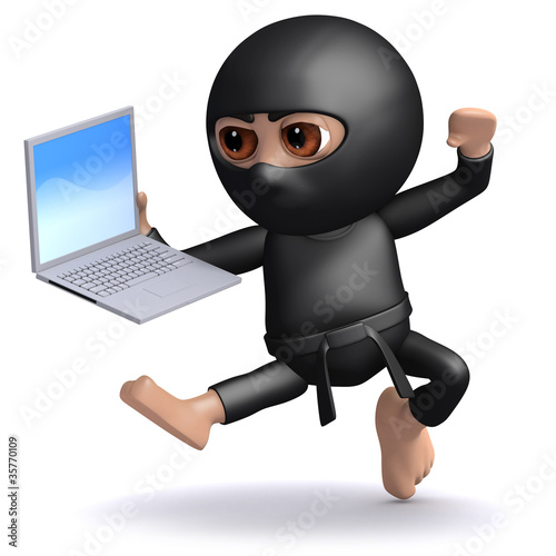3d Ninja is getting to grips with his new computer Poster