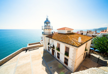 Canvas Print - Beautiful landscape view (Peniscola lighthouse, Spain)