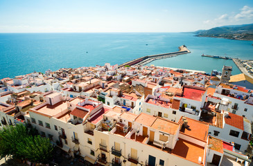 Canvas Print - View of the Peniscola town Valencia, Spain