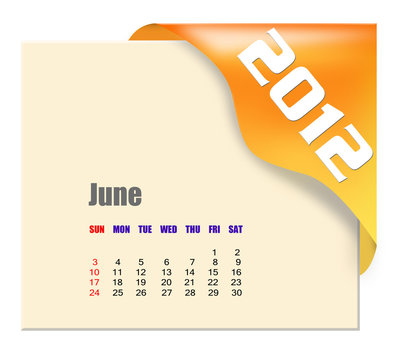 June of 2012 calendar