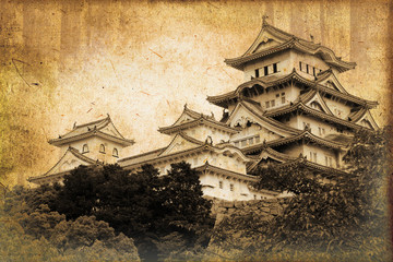 Naklejka stary vintage antyczny zamek japonia