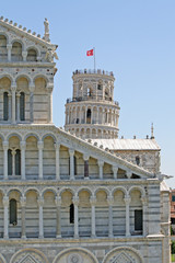 Wall Mural - Pisa tower hanging in the square of miracles and Duomo