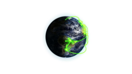Poster - Shadow  Earth image  with moving clouds and green connections