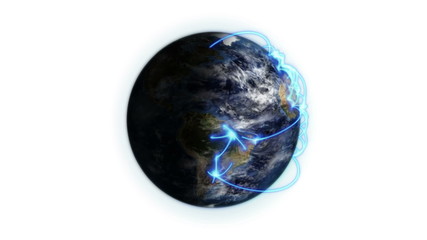 Poster - Blue connections on the Earth zooming out