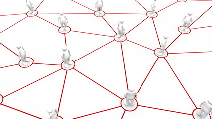 Poster - White 3d-men connecting to each other