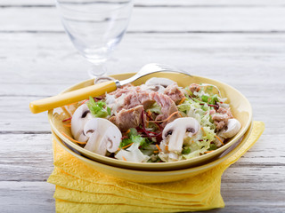 Canvas Print - helthy mixed salad with tuna and slice mushroom