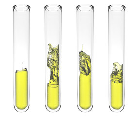 test tube with wavy yellow liquid inside