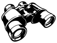 Binoculars Black And White Cartoon Vector Graphic Illustration
