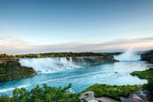 Sunset, American And Canadian Falls At Niagara