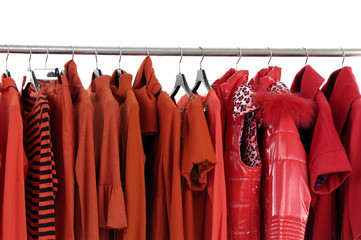 Fashion red clothes rack display
