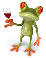 Wall Mural - Grenouille et vin