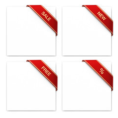 Wall Mural - set of red corner ribbons - marketing elements