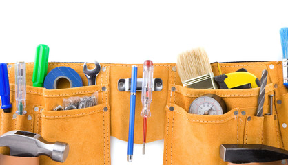 Wall Mural - tools in belt isolated on white